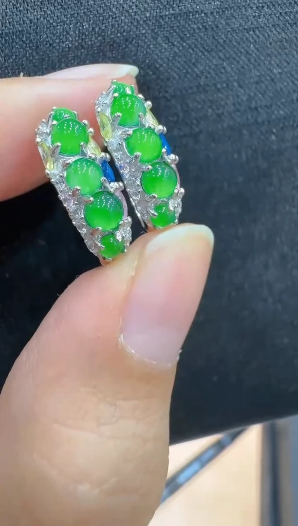 银S925镶嵌翡翠耳饰多样性团购发一件