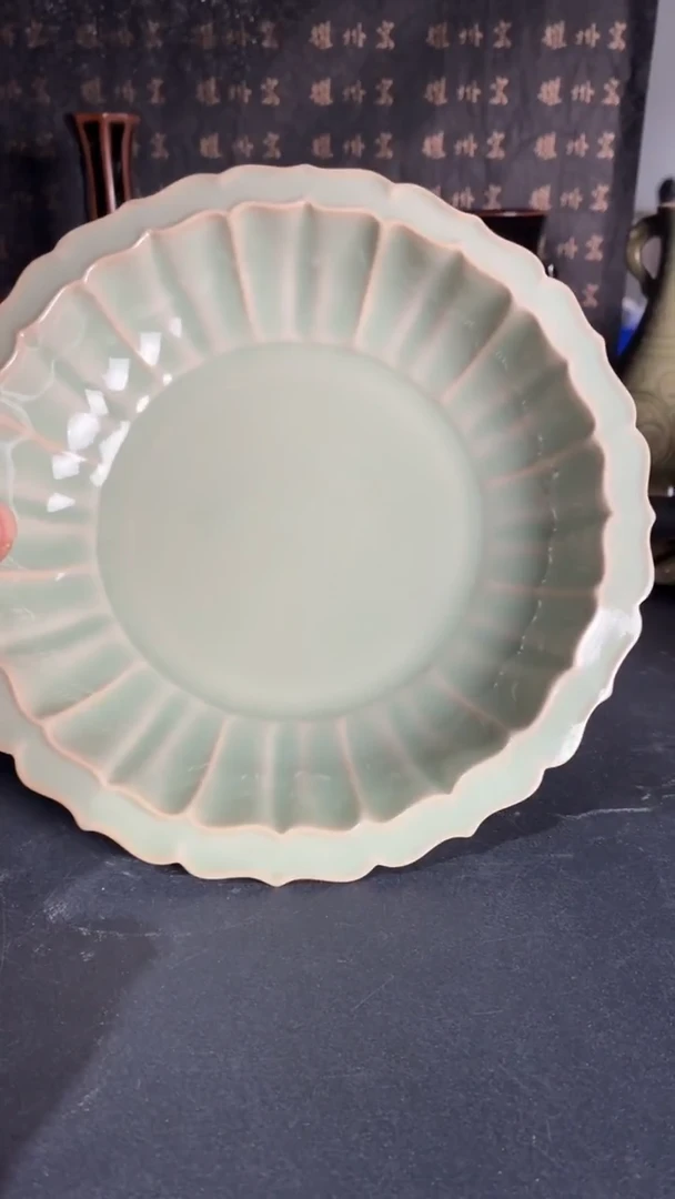 耀州窑仰山天青花口盘118