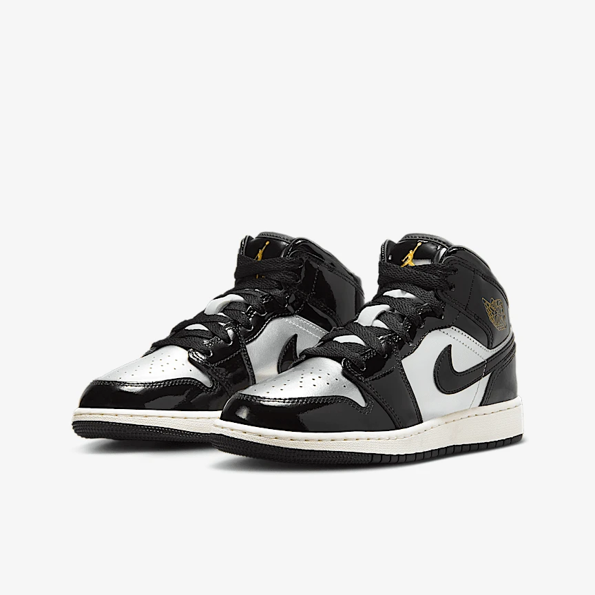 Nike/耐克官方正品air jordan1 GS大童女子高帮黑灰银FZ3938-001