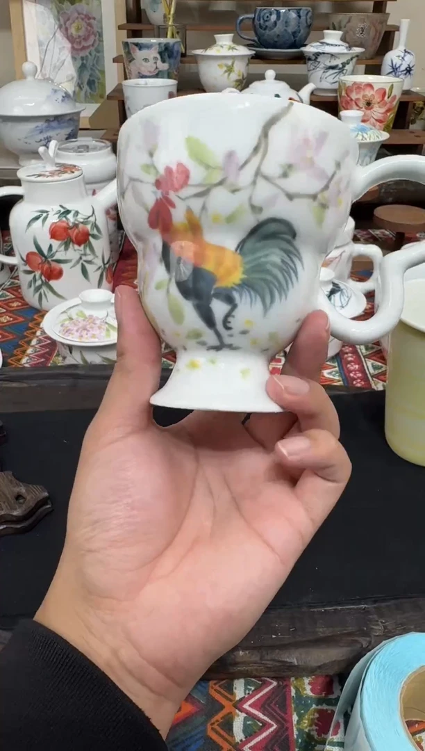 瓷片陶瓷高端国画手工釉下陶瓷浮力价