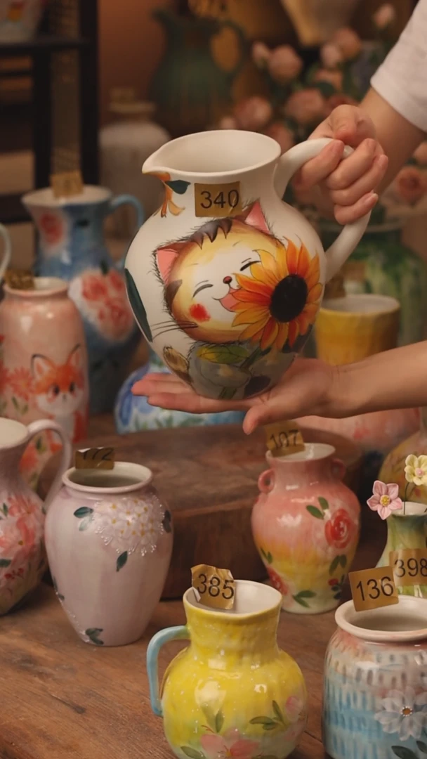 陶瓷340景德镇设计师手作花器摆件侘寂风