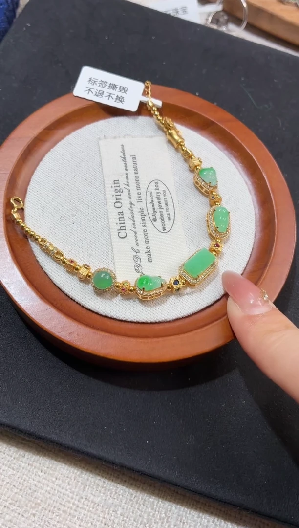 吊坠(不含链)银S925镶嵌翡翠手链