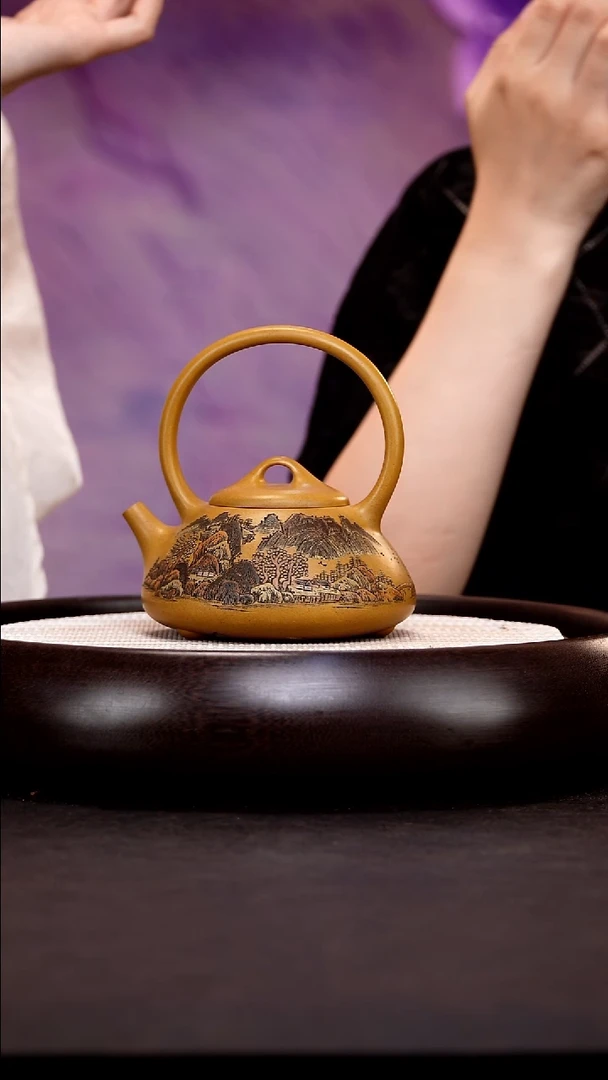 茶壶紫砂WPR92石瓢提梁段泥火云烧350cc