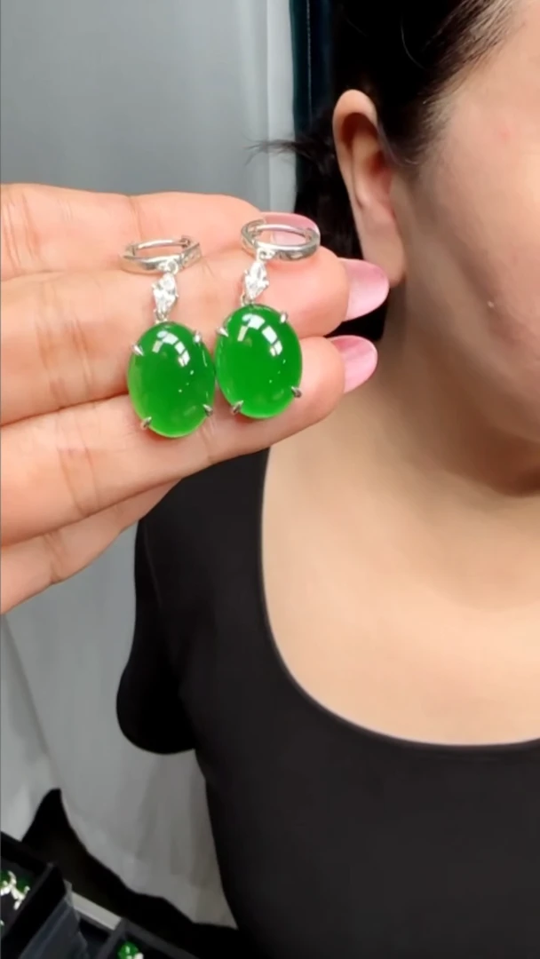 定制翡翠未镶嵌翡翠耳环36