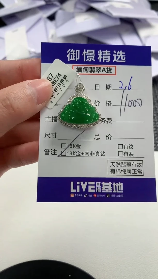 【闪购商品】翡翠颈饰18K金镶嵌45