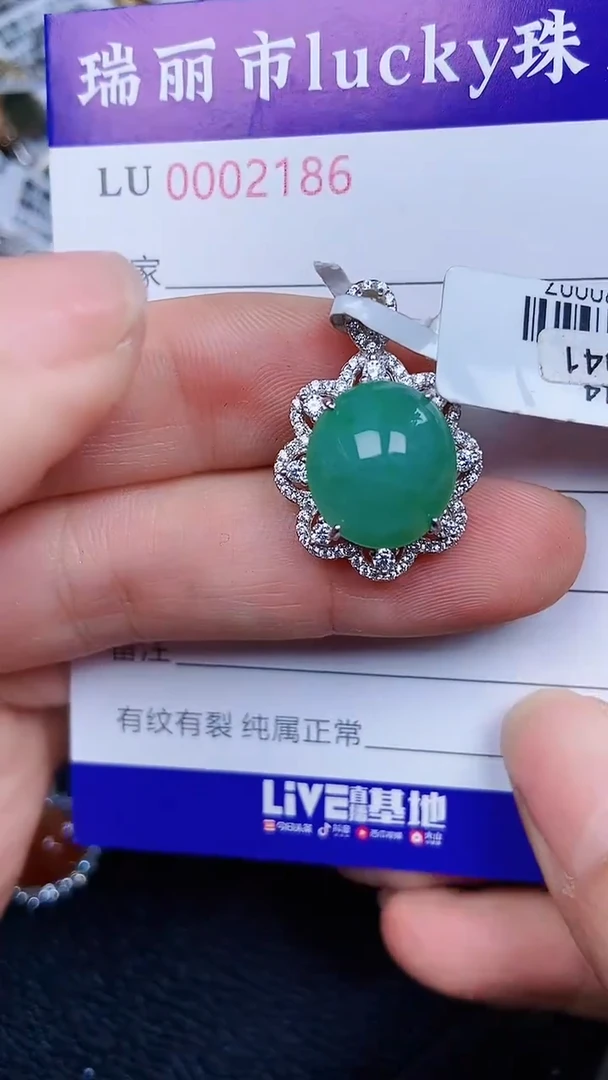 颈饰银S925镶嵌翡翠2186