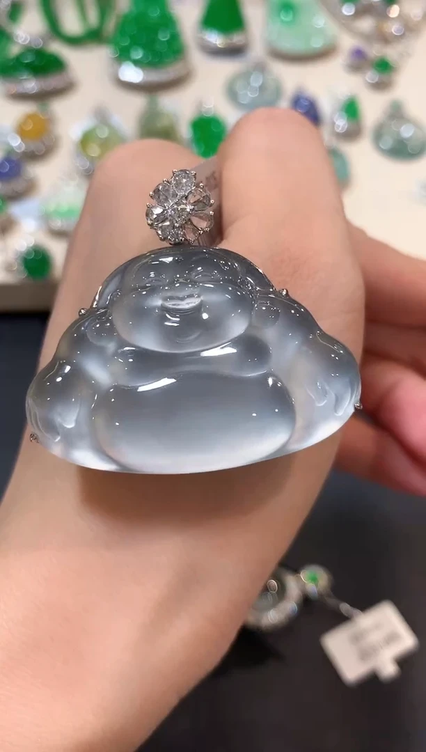 翡翠18K金镶嵌吊坠(不含链)n43