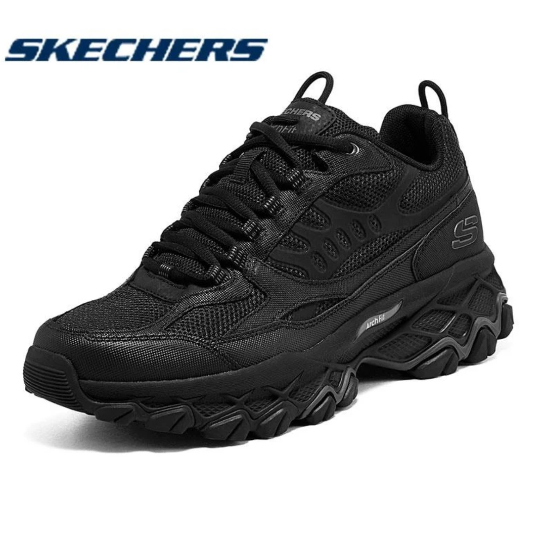 Skechers斯凯奇冬男鞋缓震球鞋网布拼接运动厚底休闲鞋子237358