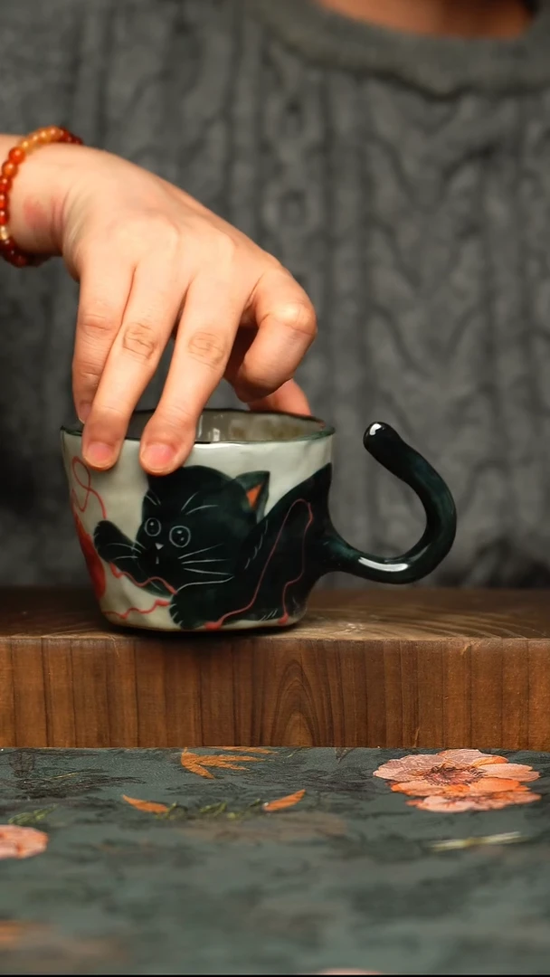 杯釉下彩手工手绘同款陶器