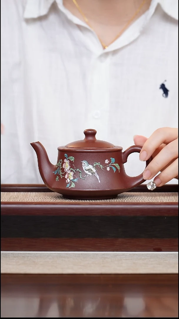 龙血砂点彩一帆风顺240cc宜兴紫砂壶