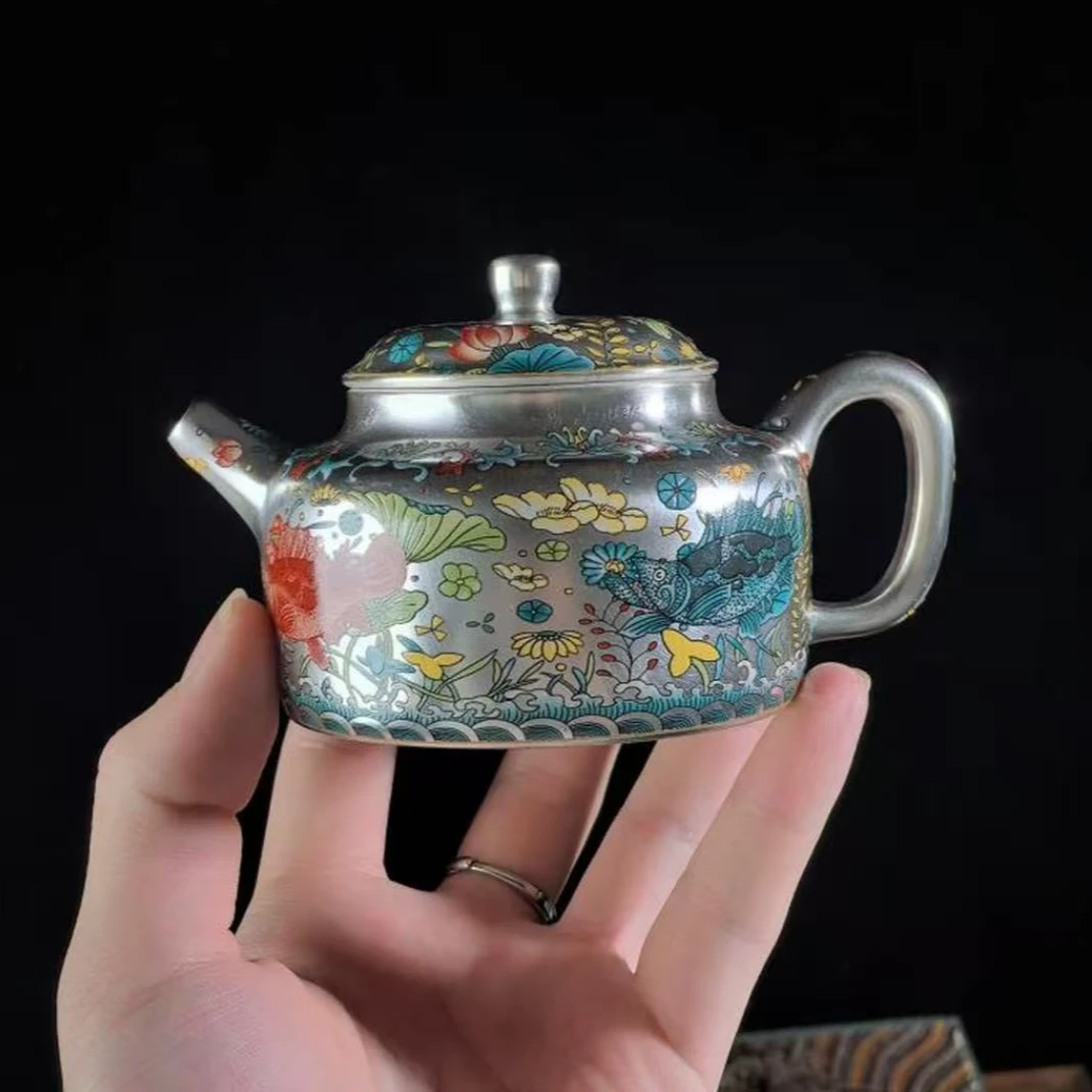 鱼藻纹鎏银汉瓦壶Y58