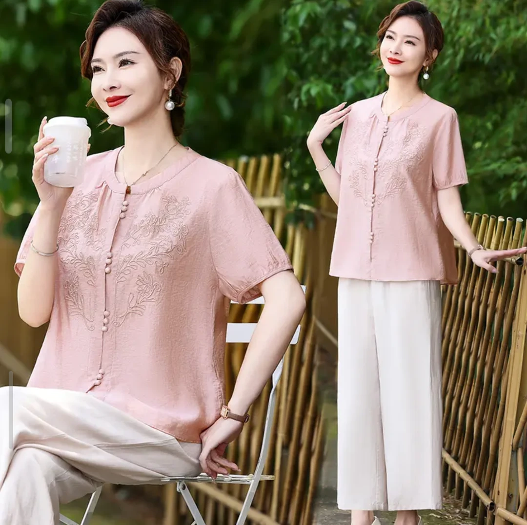 母亲节洋气衣服女妈妈夏装2025五一旅游出街两件套中老年大码宽松