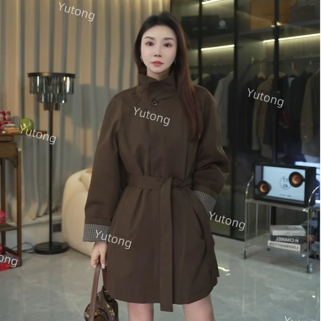 DYT HOME冬季90白鹅绒设计感时尚气质袖口拼接格子显瘦羽绒服