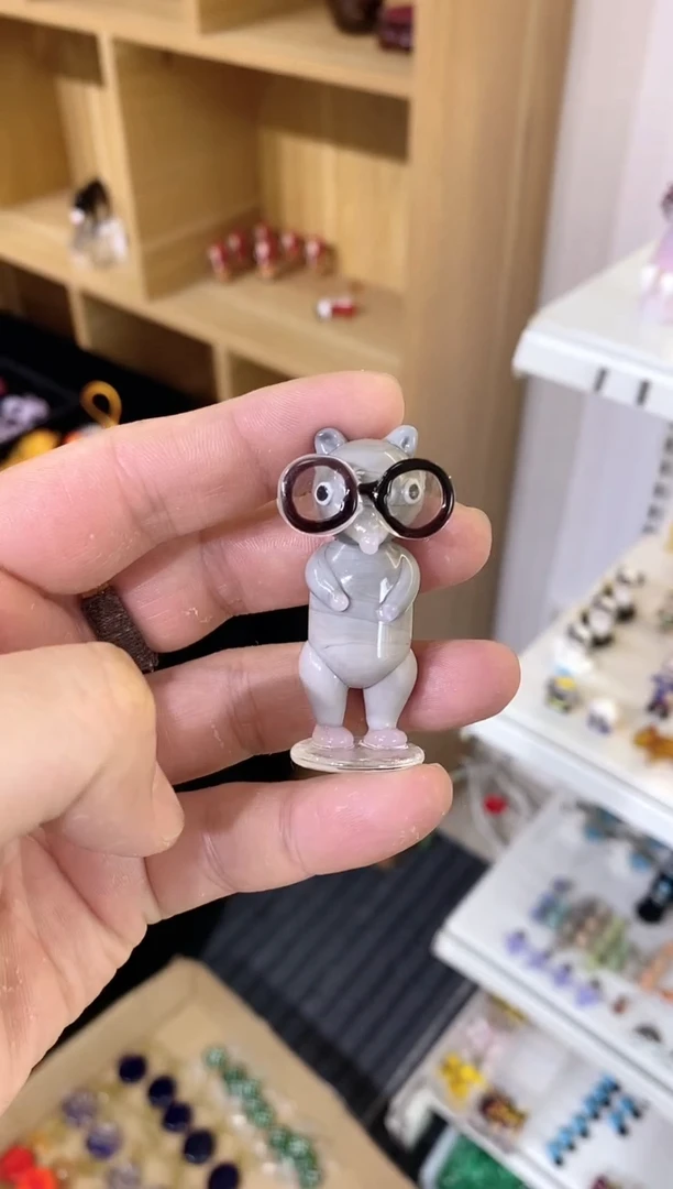 琉璃手工艺品眼镜老鼠