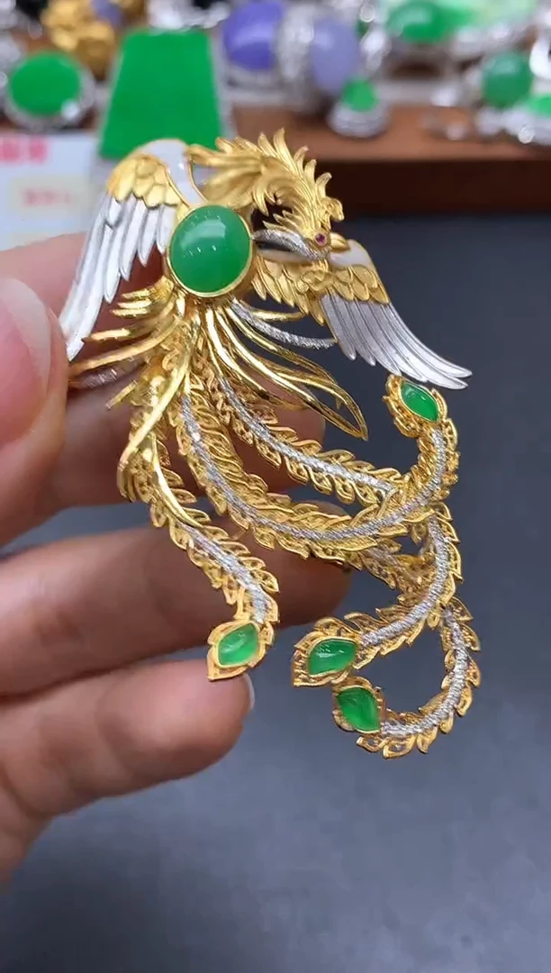 颈饰18K金镶嵌翡翠734-中国好珍宝