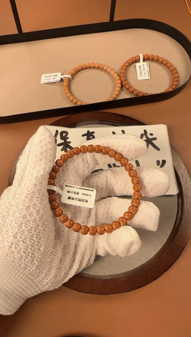 手串橄榄核6.6mm老挝核尖单圈，老挝老树核，倒角三花经线