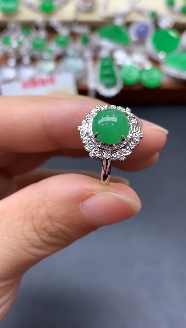 18K金镶嵌戒指翡翠419-中国好珍宝