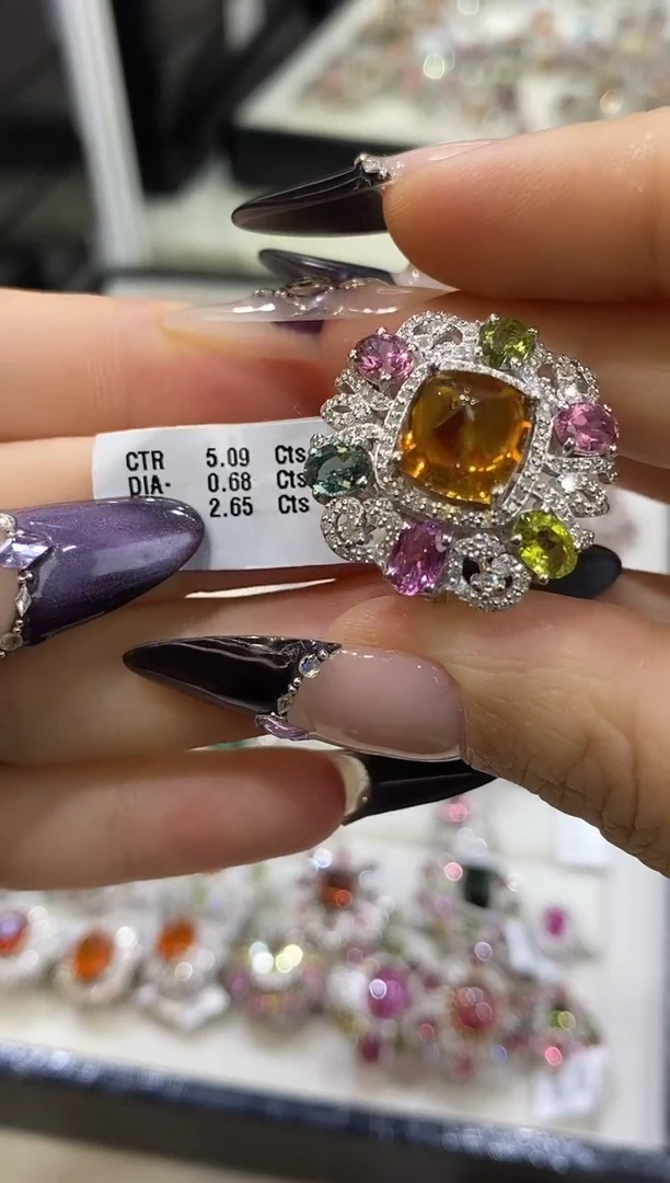 银S925镶嵌戒指黄晶楚楚珠宝中古甄选不退换