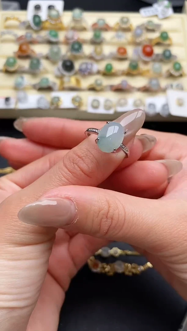 【闪购商品】翡翠戒指银S925镶嵌55555555+1