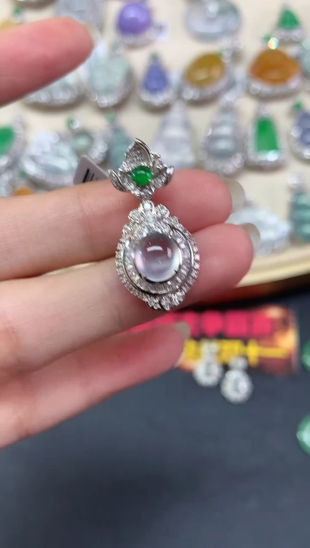 吊坠(不含链)18K金镶嵌翡翠吊坠(不含链)|9800