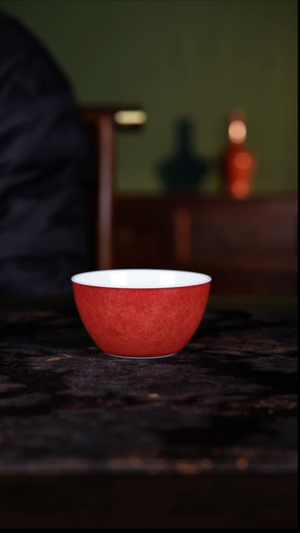 杯子白泥豇豆红陶瓷纯手工