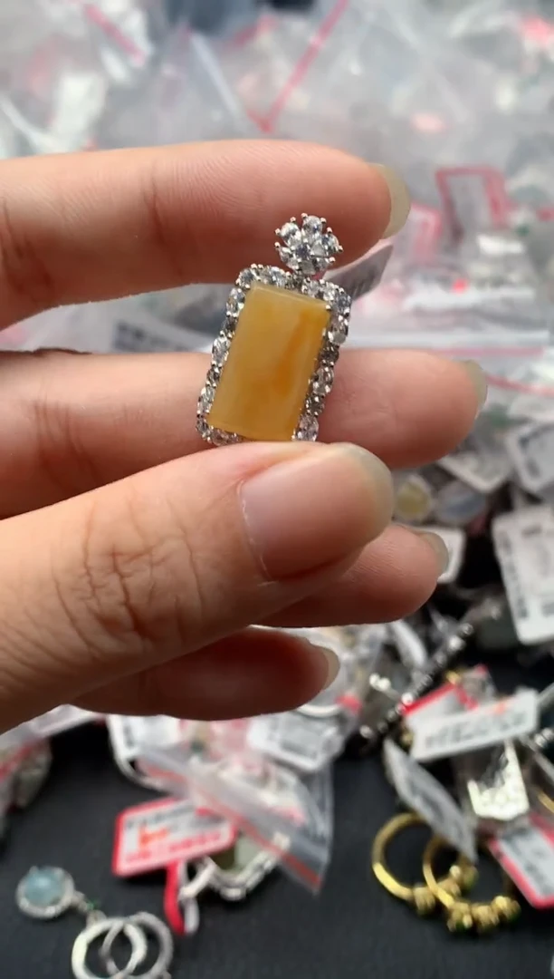 银S925镶嵌戒指翡翠天然A货缅甸翡翠