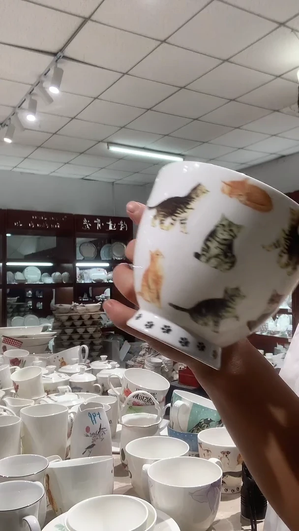 猫咪2个独立骨质瓷