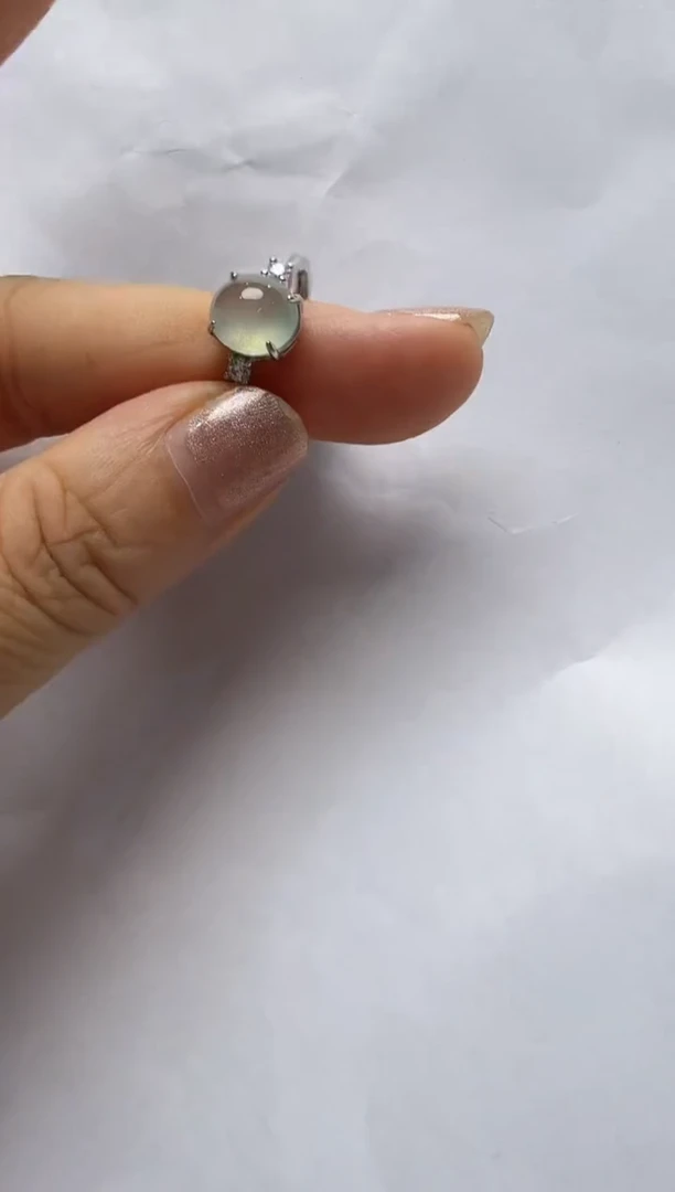 银S925镶嵌戒指翡翠925银镶缅甸A货翡翠戒指