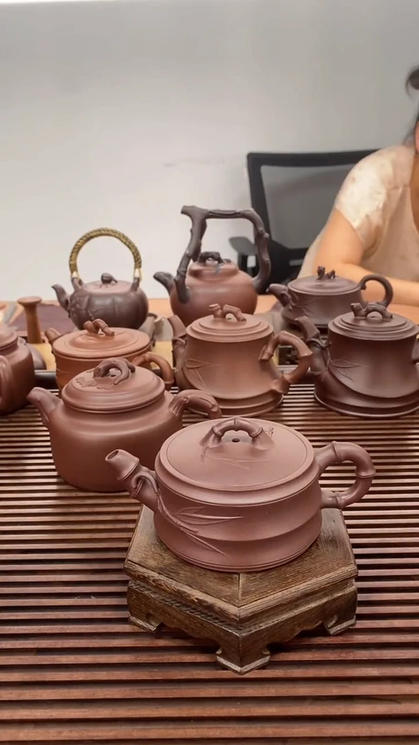 茶壶紫砂微瑕不退换120毫升宽口竹段紫泥