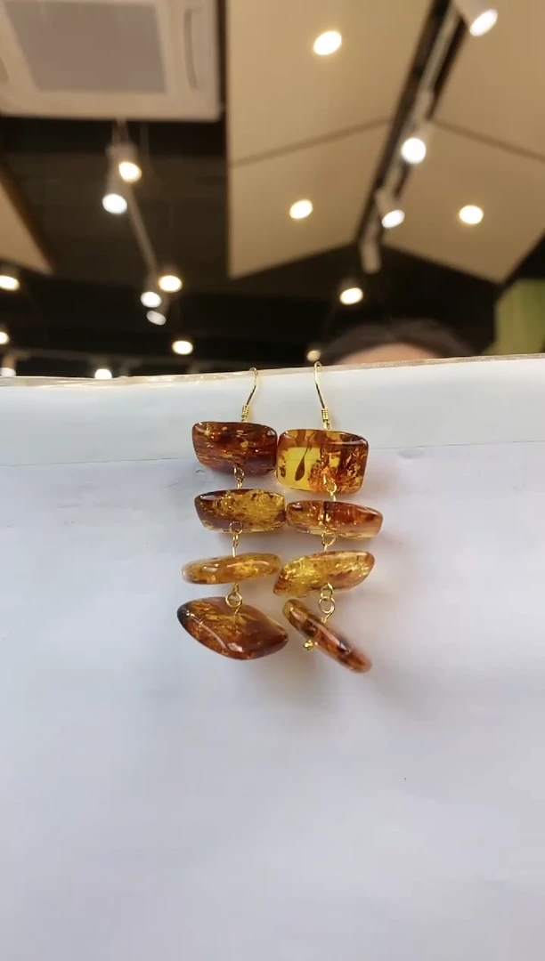 【闪购商品】琥珀耳饰未镶嵌多人