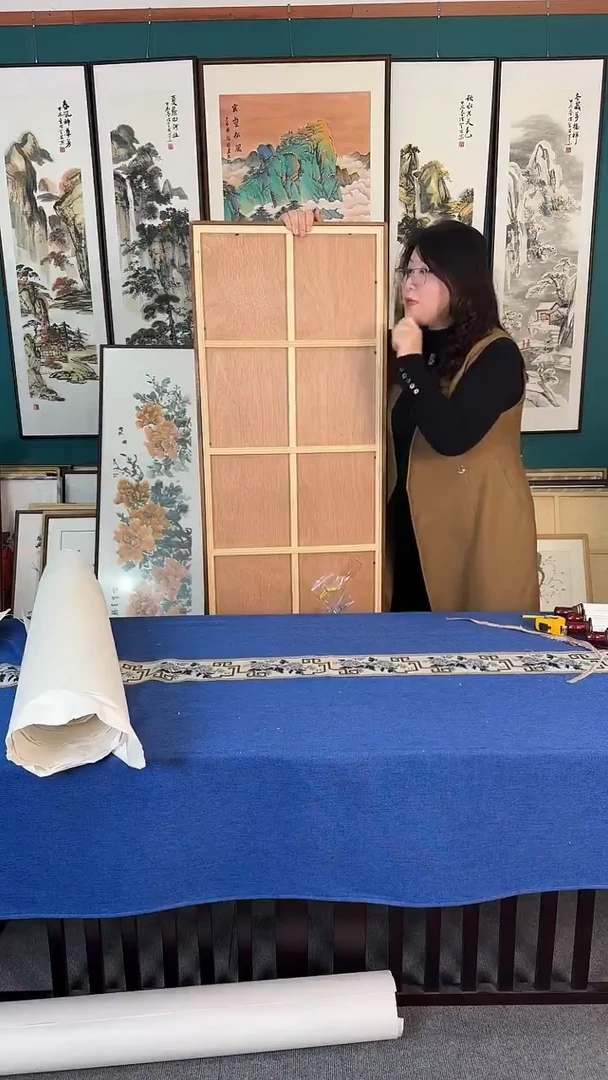 国画48*163柚木装裱