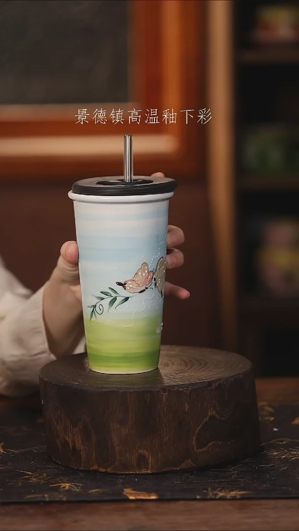 陶瓷景德镇高温釉下手绘陶瓷@L823@