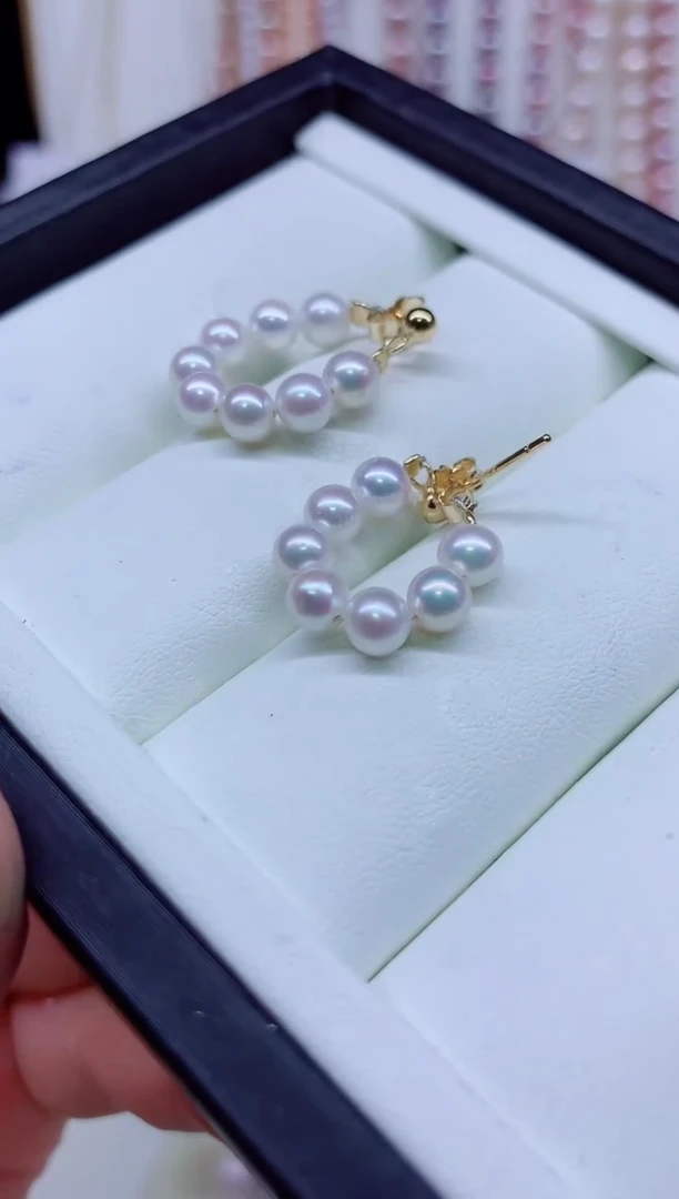 银S925镶嵌淡水珍珠耳饰多样性发其一，非无暇