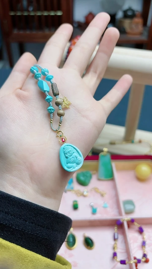 绿松石18K金镶嵌吊坠18K金松石佛吊坠*1 XSQ