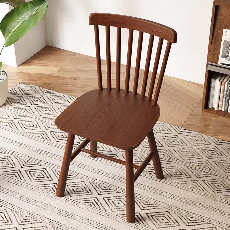 温莎椅现代简纯原木家用餐桌椅背靠椅北欧餐厅原木椅子