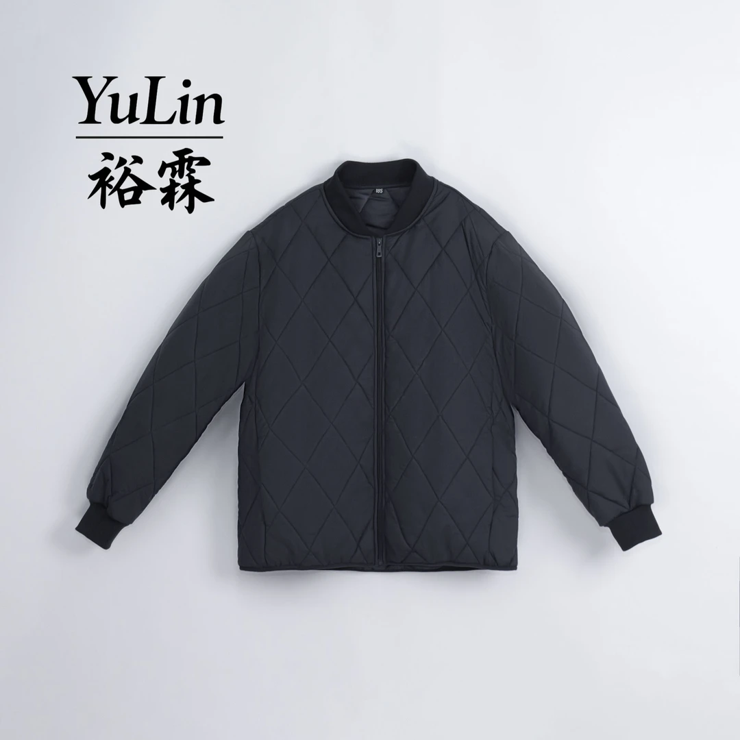 男士短款菱格纹棒球领保暖棉服商务简约百搭休闲外套日常通勤上衣