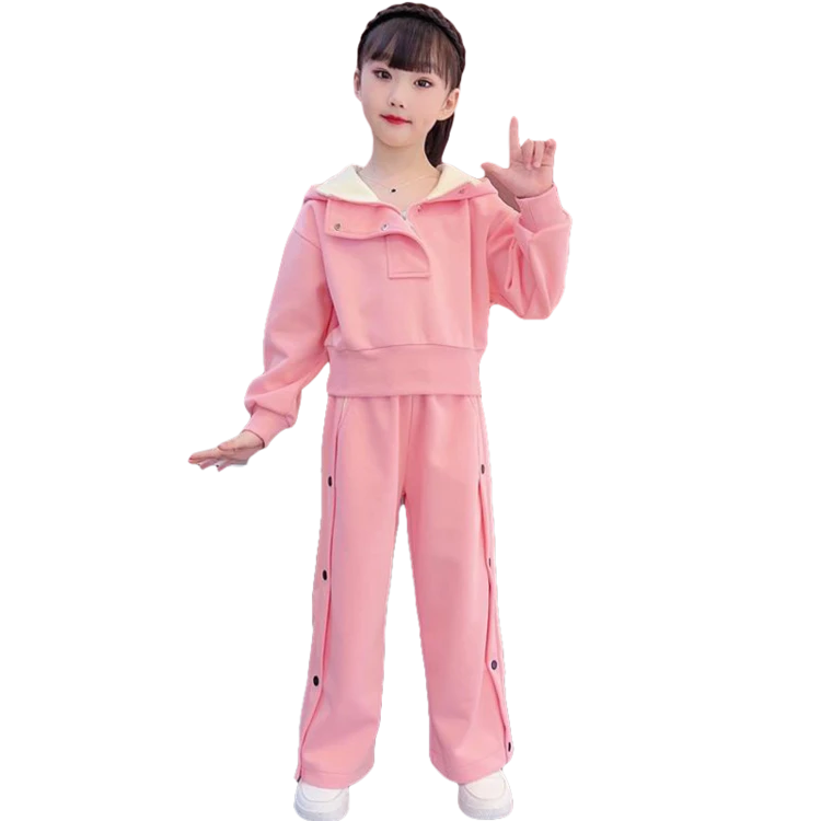 卫衣春秋洋气时尚休闲网红连帽宽松韩版时髦女童套装春秋装新款少