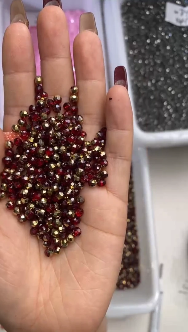 玻璃0842卡4水晶500颗半镀红金色