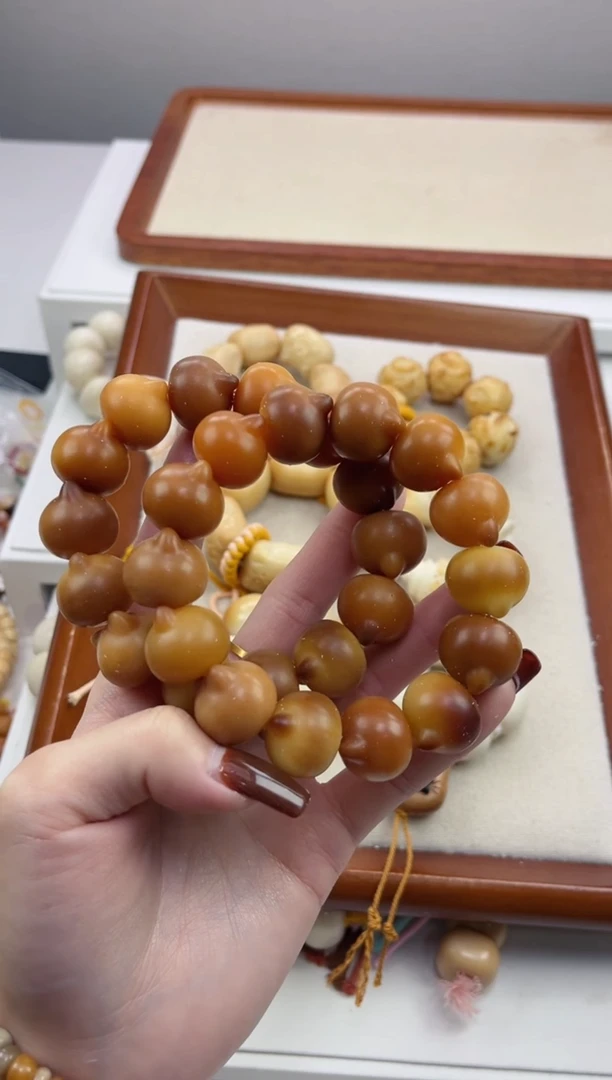 手串菩提根/象牙果干磨溏心猫猫头20mm手串