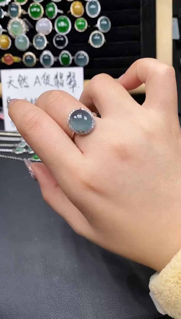 银S925镶嵌戒指翡翠3835