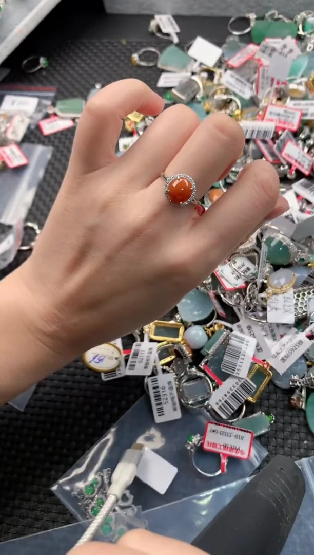 银S925镶嵌戒指翡翠888---3