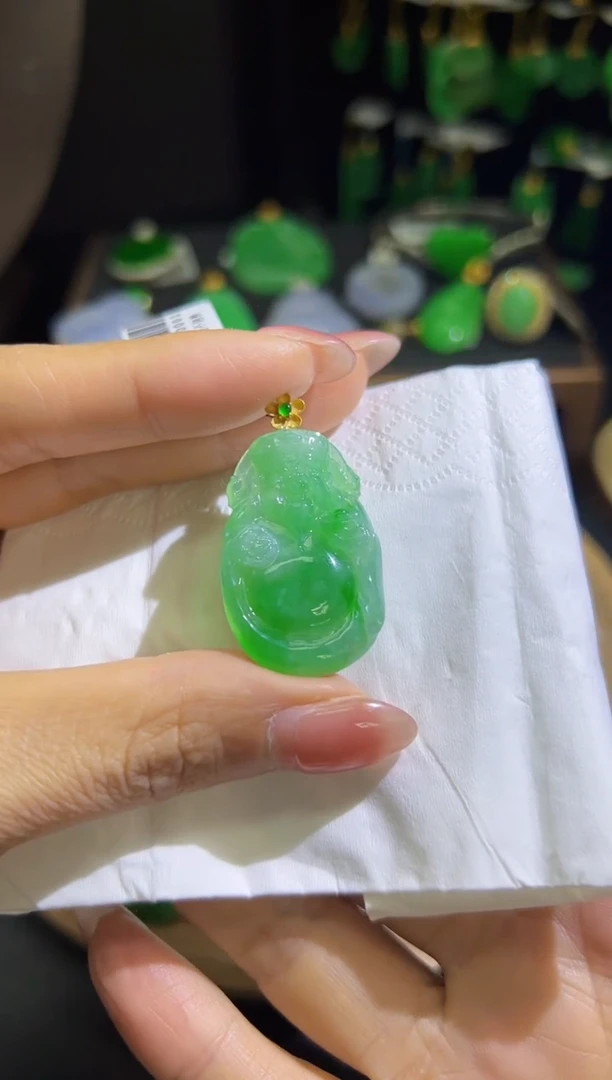 【闪购商品】翡翠颈饰18K金镶嵌Q缅料A货翡翠/支持复检/一件