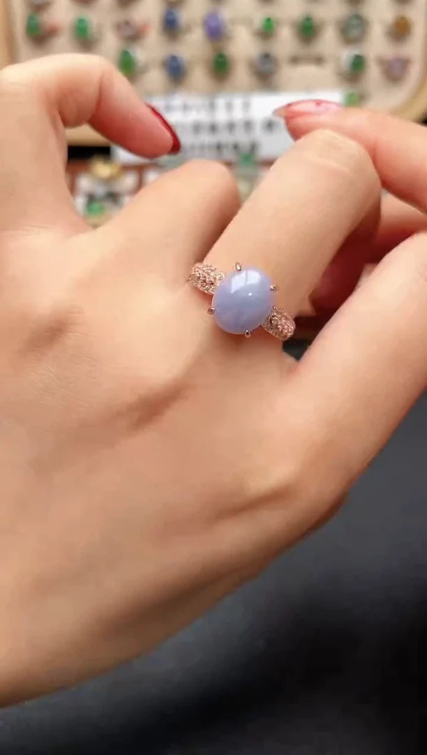 银S925镶嵌戒指翡翠一物一证一礼盒