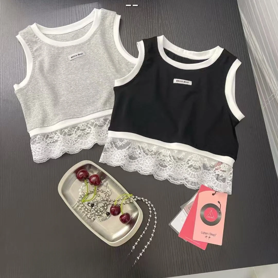 【haobaby】2025春夏新蕾丝下摆小背心1651