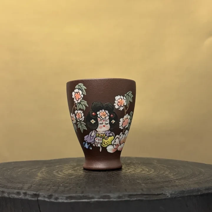 【古月壶来】XY669紫泥“猫咪胖唐”主人杯