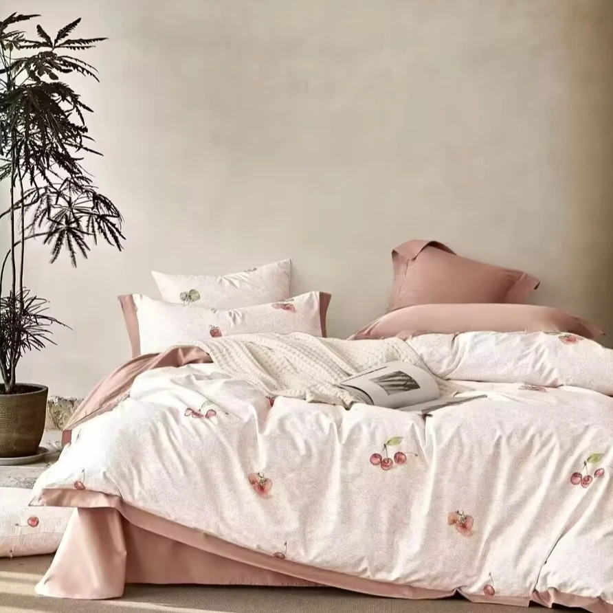 XIAN'E/仙娥【上新】全棉简约喷气四件套小清新印花轻奢欧式40支