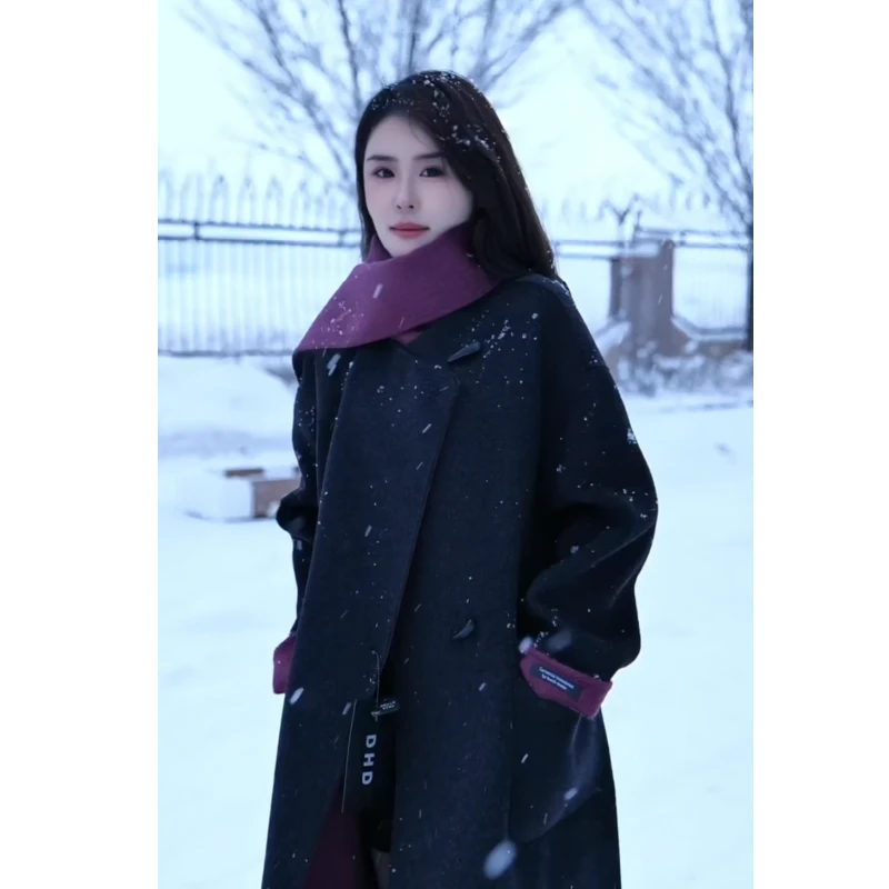【紫气东来】高端色系双面穿长款羊毛百搭气质显白围巾双面呢大衣