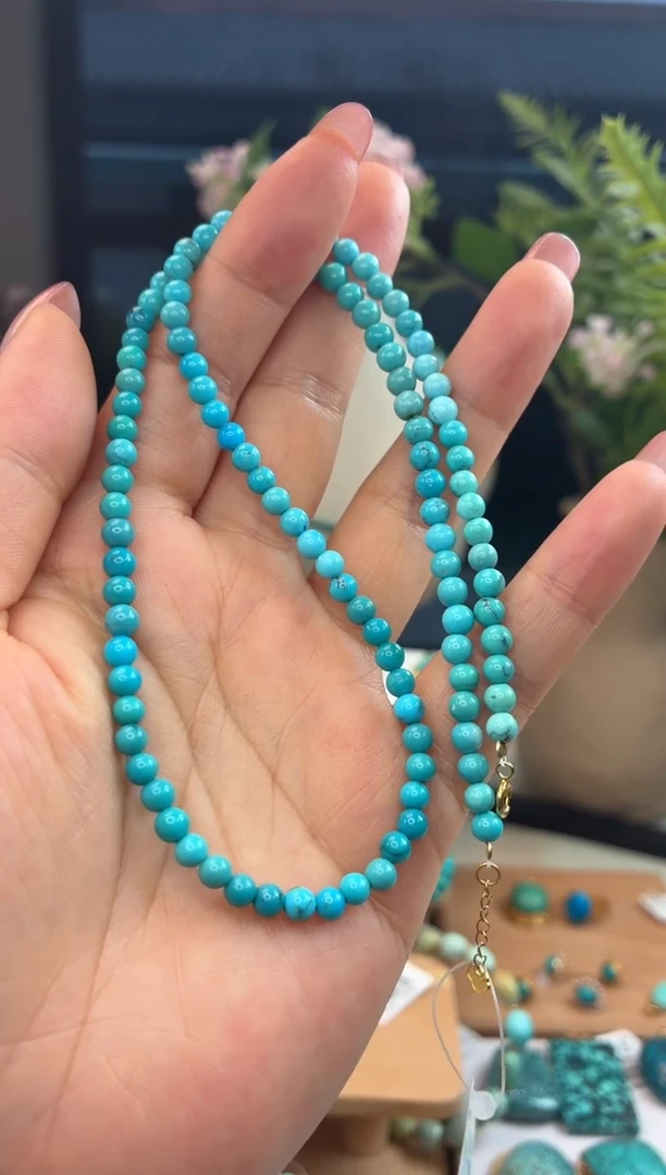 18K金镶嵌绿松石项链1