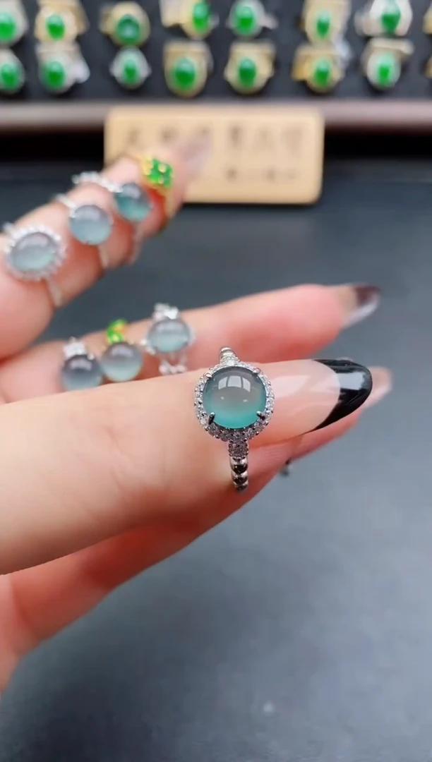 银S925镶嵌戒指翡翠1