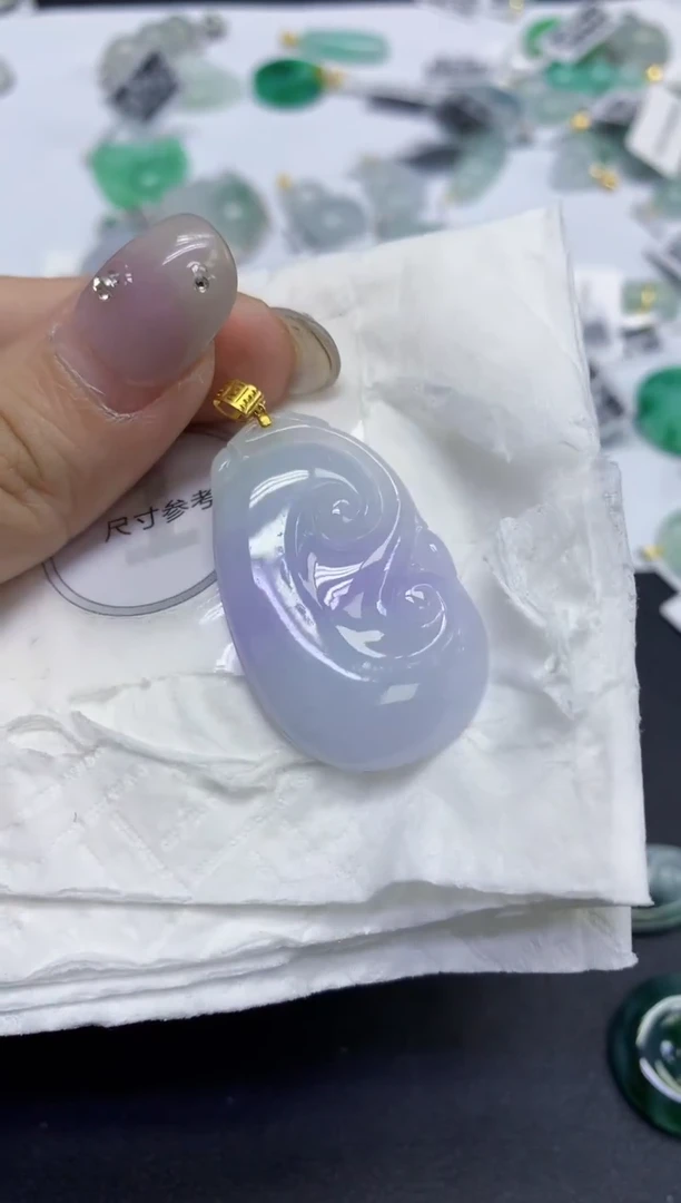 颈饰18K金镶嵌翡翠天然缅甸翡翠A货百元以上9元证书费自理